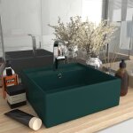 Vidaxl lavabo carr  trop - plein vert fonc mat 41x41 cm cramique