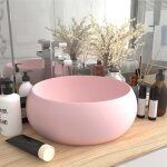 Vidaxl lavabo rond de luxe rose mat 40x15 cm cramique