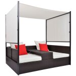 Vidaxl lit de jardin avec auvent marron 190x130 cm résine tressée Vidaxl lit de jardin avec auvent marron 190x130 cm résine tressée
