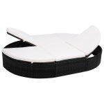 Vidaxl lit de repos d'ext�rieur avec coussin r�sine tress�e noir