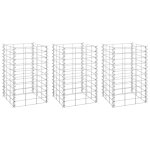 Vidaxl lits sur�lev�s en gabion 3 pcs 30x30x50 cm fer
