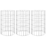 Vidaxl lit sur�lev� a gabion circulaire 3 pcs acier galvanis� Ø30x50cm