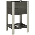 Vidaxl lit surlev de jardin avec etagre 50x50x90 cm wpc gris