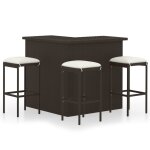 Vidaxl ensemble de bar de jardin 4 pcs coussins rsine tresse marron