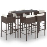 Vidaxl meubles de bar de jardin 7pcs et coussins résine tressée marron Vidaxl meubles de bar de jardin 7pcs et coussins résine tressée marron