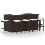 Vidaxl ensemble de bar de jardin 8 pcs coussins rsine tresse marron