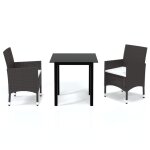 Vidaxl meubles a dîner de jardin et coussins 3 pcs poly rotin marron Vidaxl meubles a dîner de jardin et coussins 3 pcs poly rotin marron