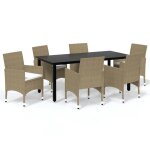 Vidaxl meubles a dîner de jardin et coussins 7 pcs poly rotin beige Vidaxl meubles a dîner de jardin et coussins 7 pcs poly rotin beige