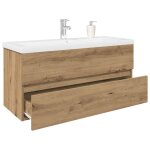Vidaxl meuble lavabo avec bassin et robinet intgrs chne artisanal