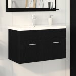 Vidaxl meuble sous lavabo de salle de bain avec évier intégré en bois d'ingénierie chêne noir Vidaxl meuble sous lavabo de salle de bain avec évier intégré en bois d'ingénierie chêne noir
