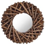 Vidaxl miroir mural 40 cm teck rond