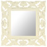 Vidaxl miroir sculpt  la main blanc 50x50 cm bois de manguier massif
