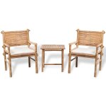 Vidaxl mobilier de bistro 3 pcs avec coussins bambou