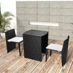Vidaxl mobilier de bistro 3 pcs avec coussins résine tressée noir Vidaxl mobilier de bistro 3 pcs avec coussins résine tressée noir