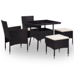 Vidaxl mobilier a dner d'extrieur 5 pcs noir rsine tresse et verre