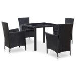 Vidaxl mobilier a dîner d'extérieur 5 pcs résine tressée noir Vidaxl mobilier a dîner d'extérieur 5 pcs résine tressée noir