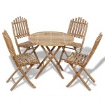 Vidaxl ensemble a manger d'extrieur pliable 5 pcs bambou