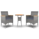 Vidaxl mobilier a d�ner de jardin 3 pcs r�sine tress�e gris