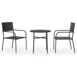 Vidaxl mobilier a d�ner de jardin 3 pcs r�sine tress�e noir