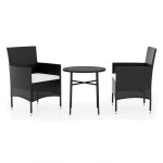 Vidaxl mobilier a dner de jardin 3 pcs rsine tresse noir