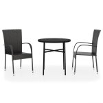 Vidaxl mobilier a d�ner de jardin 3 pcs r�sine tress�e noir