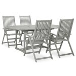 Vidaxl ensemble de salle a manger de jardin 5 pi�ces (150 - 200) x 100 cm en bois d'acacia massif gris ...