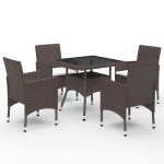 Vidaxl mobilier a dner de jardin 5 pcs marron rsine tresse et verre