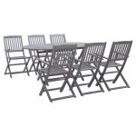 Vidaxl mobilier a dner de jardin 7 pcs bois d'acacia massif gris