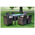 Vidaxl mobilier a dîner jardin 7 pcs et coussins résine tressée marron Vidaxl mobilier a dîner jardin 7 pcs et coussins résine tressée marron