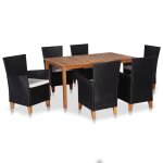 Vidaxl mobilier a d�ner de jardin 7 pcs r�sine tress�e noir et marron