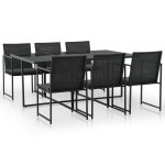 Vidaxl mobilier a dîner de jardin 7pcs et coussins résine tressée noir Vidaxl mobilier a dîner de jardin 7pcs et coussins résine tressée noir