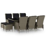Vidaxl mobilier a d�ner jardin 9 pcs et coussins r�sine tress�e marron