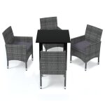 Vidaxl mobilier a dner de jardin et coussins 5pcs rsine tresse gris