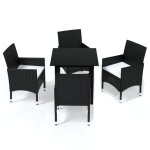 Vidaxl mobilier a dner de jardin et coussins 5pcs rsine tresse noir