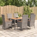 Vidaxl mobilier a d�ner de jardin et coussins 7 pcs gris rotin