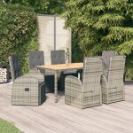 Vidaxl mobilier a d�ner de jardin et coussins 7 pcs gris rotin