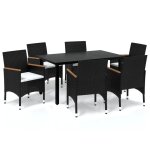 Vidaxl mobilier a dner de jardin et coussins 7pcs rsine tresse noir