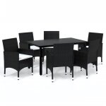 Vidaxl mobilier a dner de jardin et coussins 7pcs rsine tresse noir
