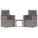Vidaxl mobilier d'ext�rieur 3 pcs avec coussins r�sine tress�e gris