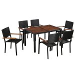 Vidaxl mobilier d'ext�rieur 7 pcs r�sine tress�e et bois d'acacia noir
