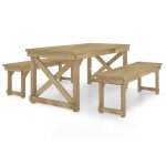 Vidaxl mobilier de salle a manger de jardin 3 pcs bois de pin impr�gn�