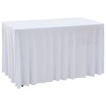 Vidaxl nappes elastiques de table avec jupon 2 pcs 183x76x74cm blanc
