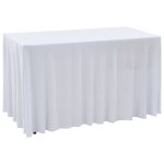 Vidaxl nappes lastiques de table avec jupon 2 pcs 243x76x74cm blanc