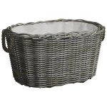 Vidaxl panier  bois de chauffage avec poignes 59x42x28 cm gris saule