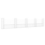 Vidaxl panier de gabion en forme de u avec 5 poteaux fer 500x20x100 cm