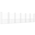 Vidaxl panier de gabion en forme de u avec 7 poteaux fer 740x20x200 cm
