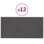 Vidaxl panneaux muraux 12 pcs gris fonc 30x15 cm tissu 0, 54 m