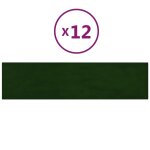 Vidaxl panneaux muraux 12 pcs vert fonc 60x15 cm velours 1, 08 m