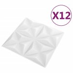 Vidaxl panneaux muraux 3d 12 pcs 50x50 cm blanc origami 3 m Vidaxl panneaux muraux 3d 12 pcs 50x50 cm blanc origami 3 m