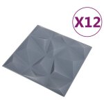 Vidaxl panneaux muraux 3d 12 pcs 50x50 cm gris diamant 3 m Vidaxl panneaux muraux 3d 12 pcs 50x50 cm gris diamant 3 m
